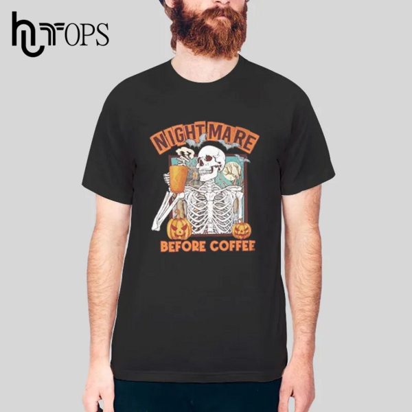 Funny Skeleton Halloween Nightmare Before Coffee T-Shirt