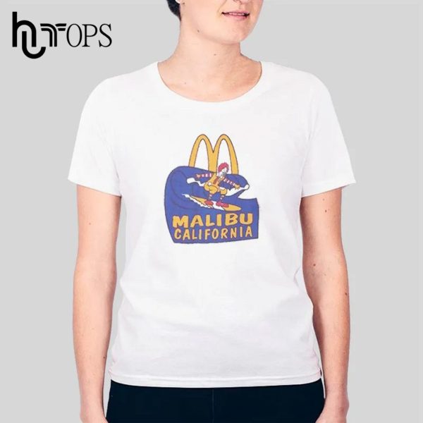 Vintage Surfing Beach Malibu Mcdonalds T-Shirt