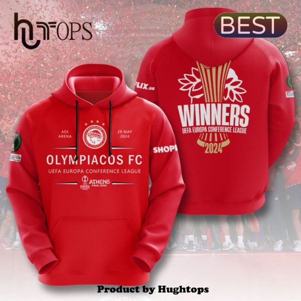 2024 Olympiacos F.C Winners UEFA Conference League Hoodie – Red