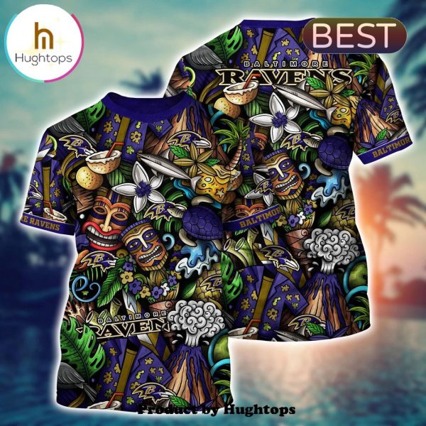 Baltimore Ravens Flower Hawaii Shirt For Fans, Summer Football Shirts