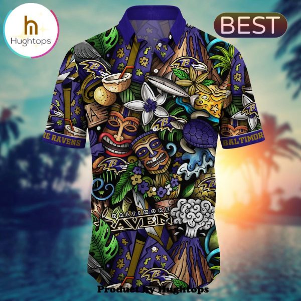 Baltimore Ravens Flower Hawaii Shirt For Fans, Summer Football Shirts