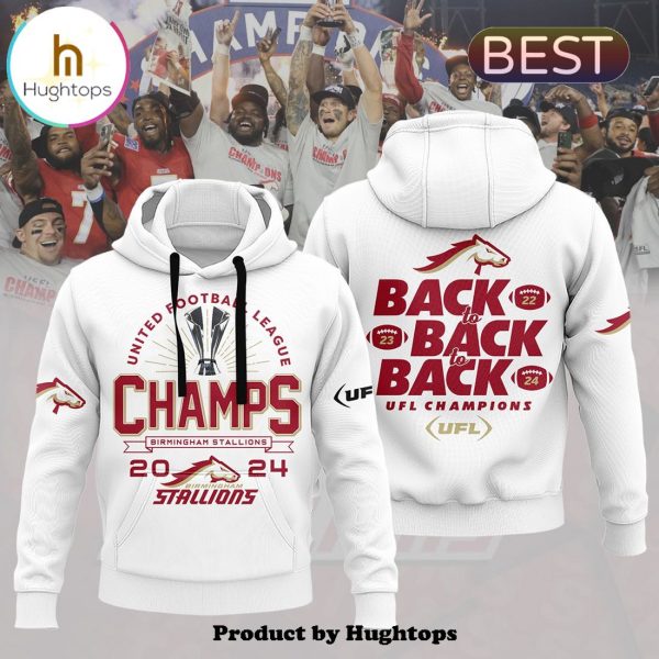 Birmingham Stallions Premium White 2024 Champions Hoodie