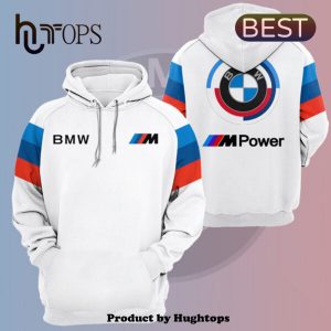 BMW Power High Quality Printed White Hoodie