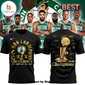 Boston Celtics 18-Time NBA Finals Champions Black Signatures Shirt