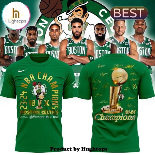 Boston Celtics 18-Time NBA Finals Champions Green Signatures Shirt