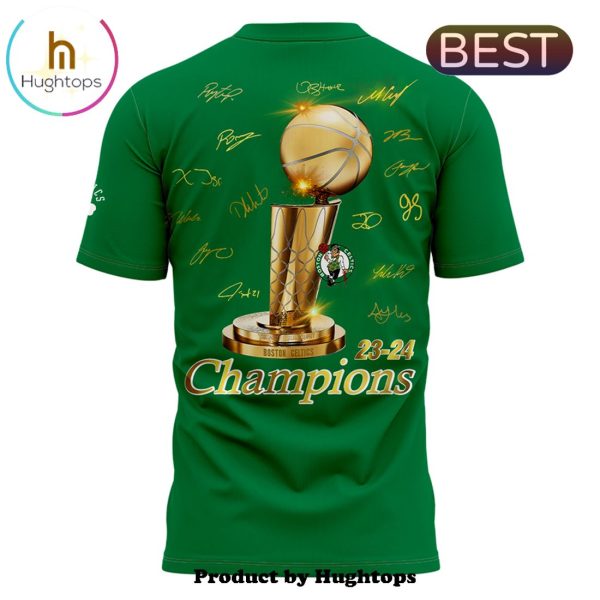 Boston Celtics 18-Time NBA Finals Champions Green Signatures Shirt