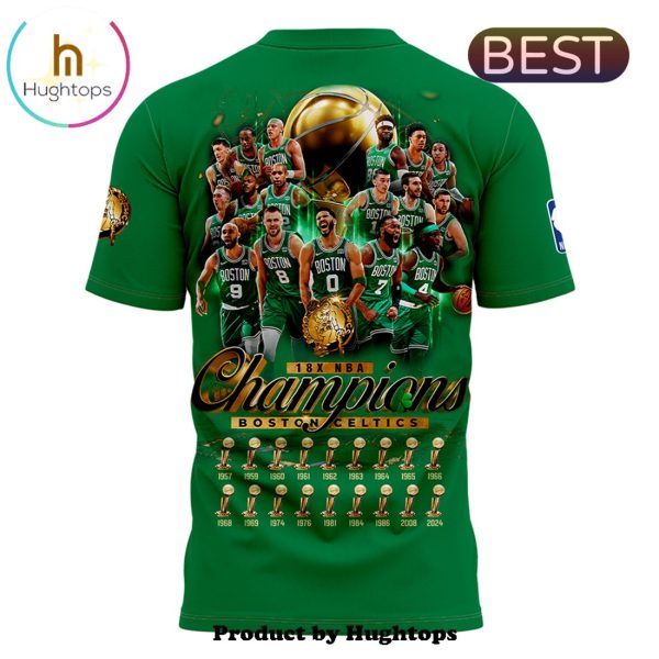 Boston Celtics 18-Time NBA Finals Champions Green T-Shirt, Cap