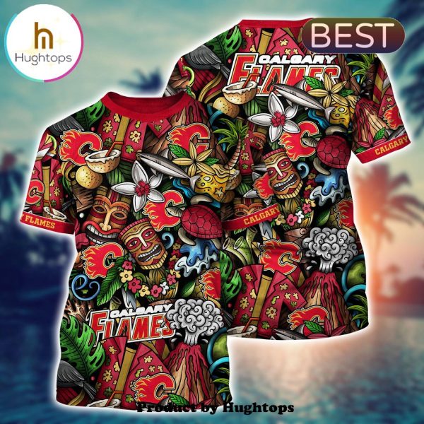 Calgary Flames Flower Hawaii Shirt For Fans, Summer Football Shirts