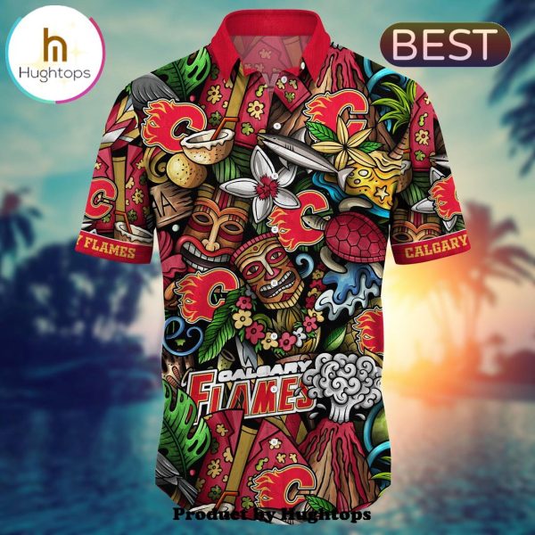 Calgary Flames Flower Hawaii Shirt For Fans, Summer Football Shirts