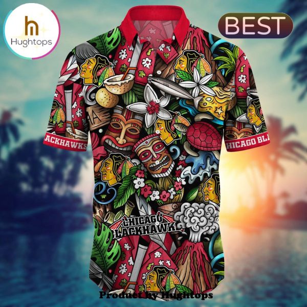 Chicago Blackhawks Flower Hawaii Shirt For Fans, Summer Football Shirts