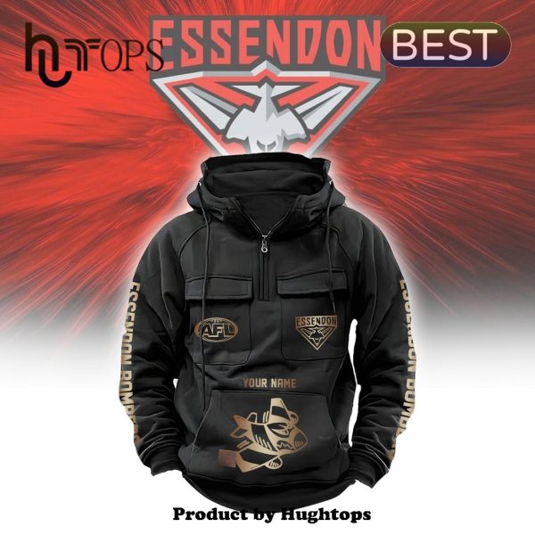 Custom AFL Essendon Bombers 2024 New Fleece Zip Hoodie