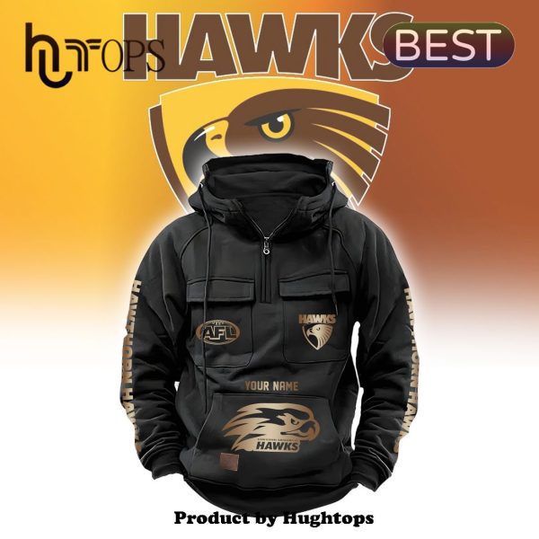 Custom AFL Hawthorn Hawks 2024 New Fleece Zip Hoodie