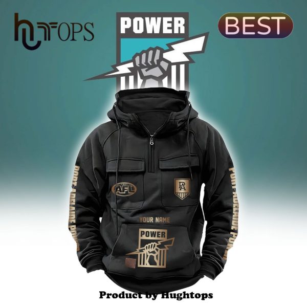 Custom AFL Port Adelaide Power 2024 New Fleece Zip Hoodie