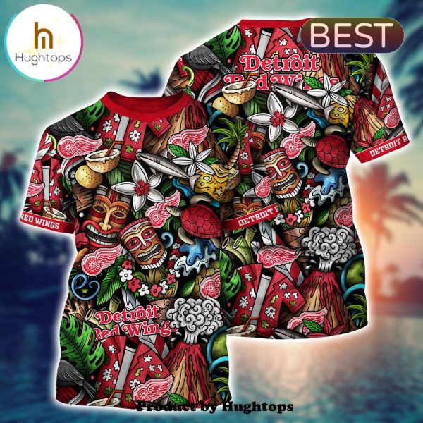 Detroit Red Wings Flower Hawaii Shirt For Fans, Summer Football Shirts