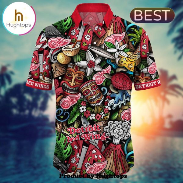 Detroit Red Wings Flower Hawaii Shirt For Fans, Summer Football Shirts