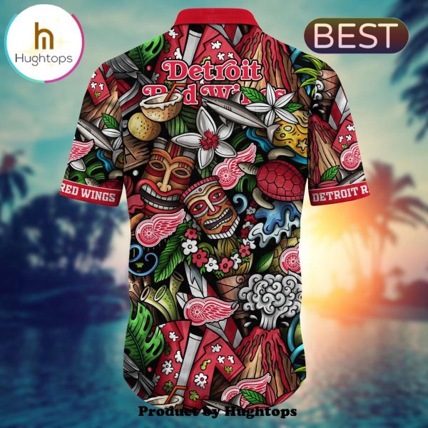 Detroit Red Wings Flower Hawaii Shirt For Fans, Summer Football Shirts