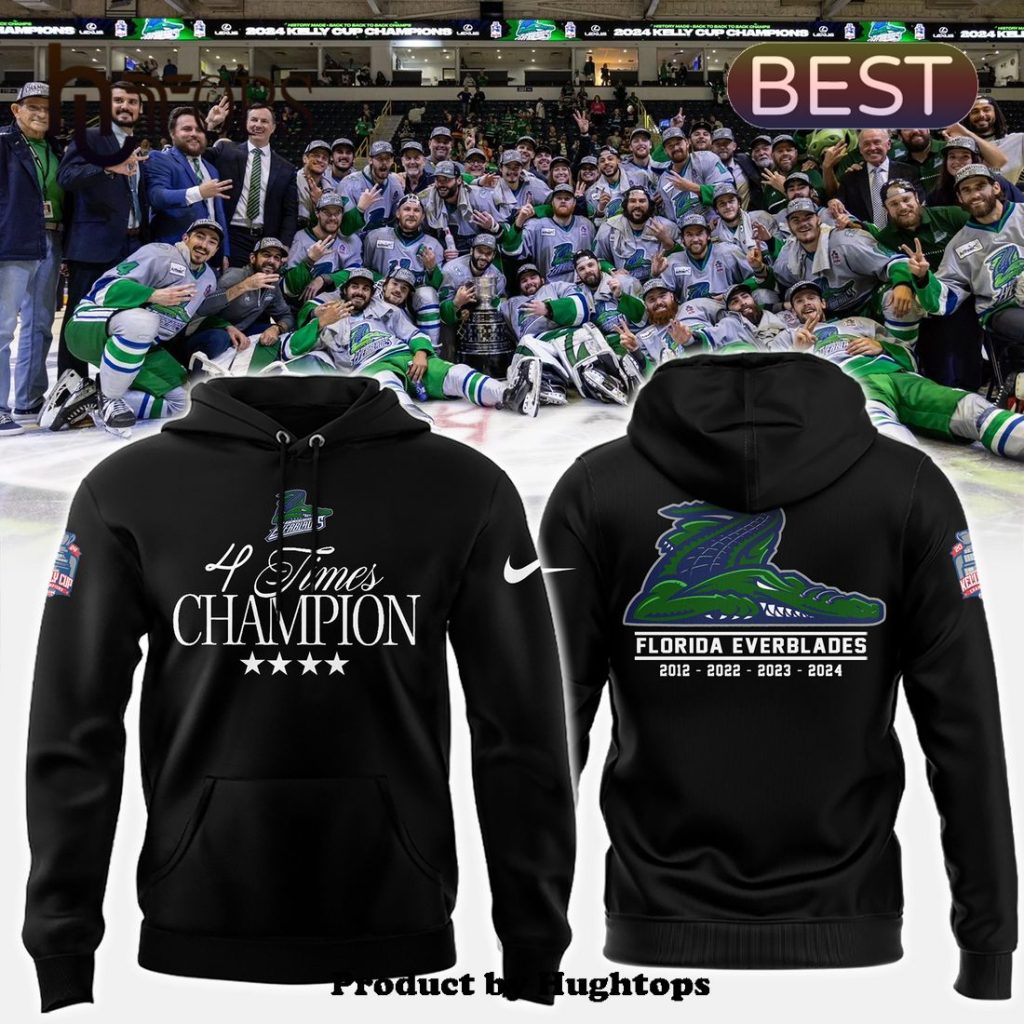 Florida Everblades 4Times Champions Black Hoodie, Jogger, Cap