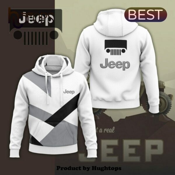 Jeep High Quality Printed White Hoodie