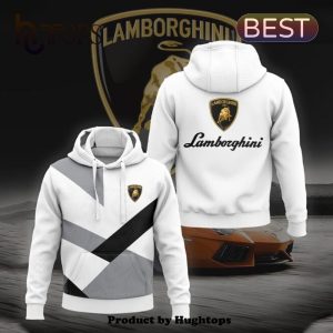 Lamborghini Premium High Quality Printed White Hoodie