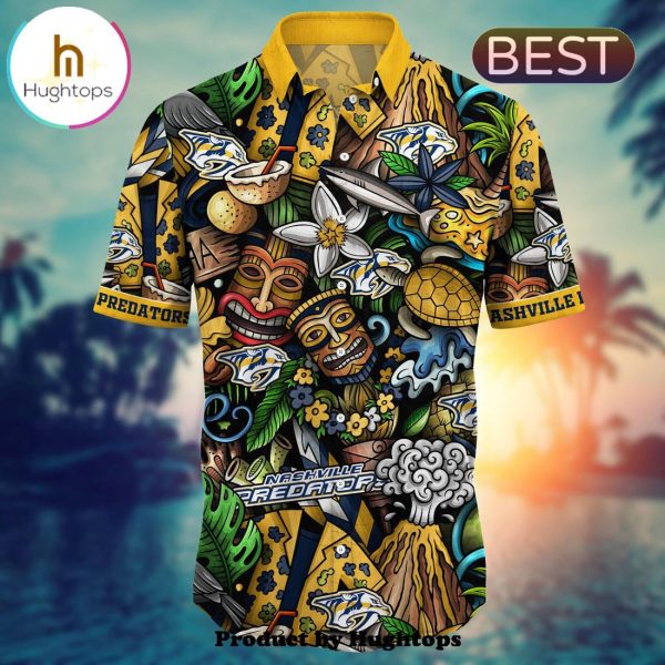 Nashville Predators Flower Hawaii Shirt For Fans, Summer Football Shirts