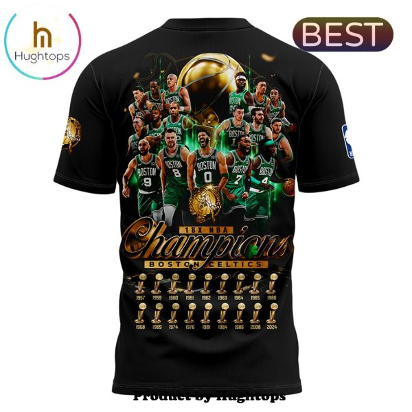 NBA Boston Celtics 18-Time Finals Champions Black T-Shirt, Cap