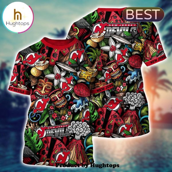 New Jersey Devils Flower Hawaii Shirt For Fans, Summer Football Shirts