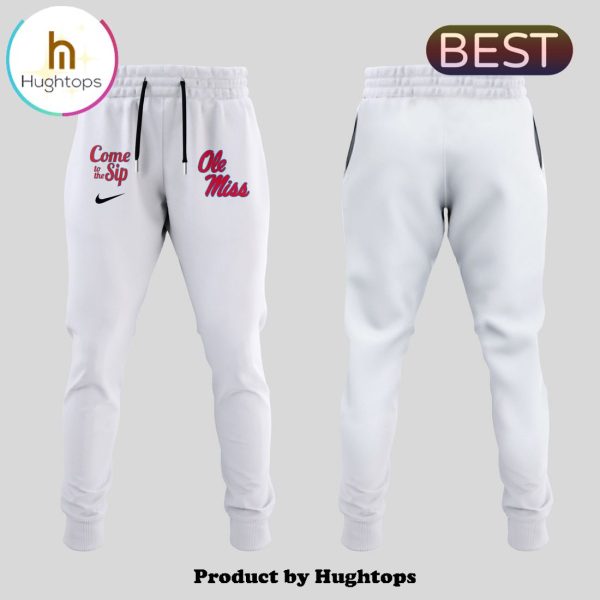 Ole Miss Rebels NCAA Sports White Hoodie, Jogger, Cap