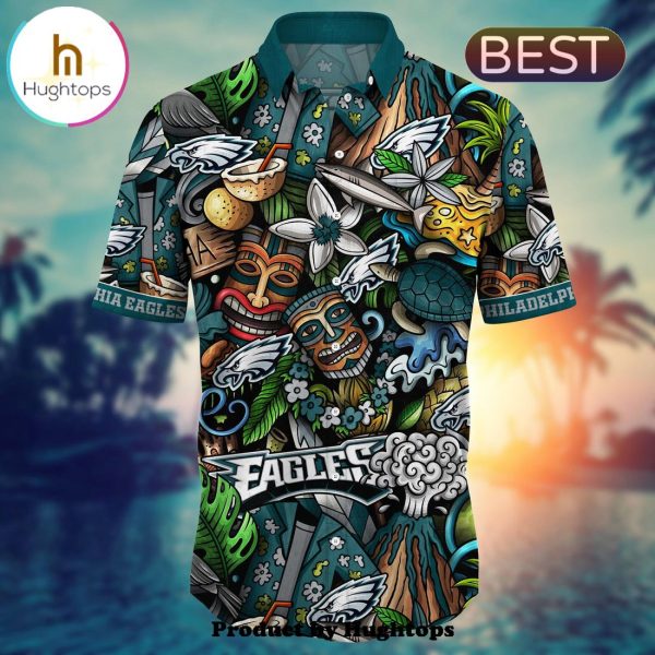 Philadelphia Eagles Flower Hawaii Shirt For Fans, Summer Football Shirts