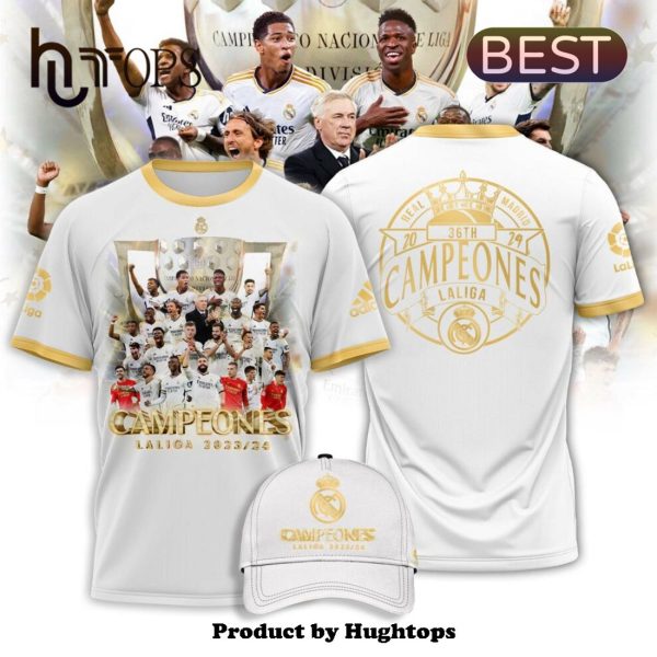 Real Madrid Campeones 2023 2024 Laliga Combo T-Shirt, Cap