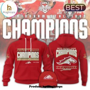 UFL Birmingham Stallions Red Champions Hoodie, Jogger, Cap