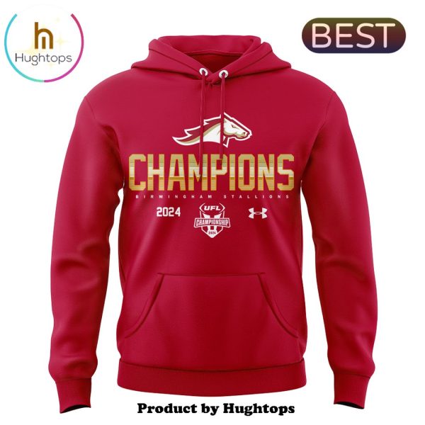 UFL Champions Birmingham Stallions Special Red Hoodie, Jogger, Cap