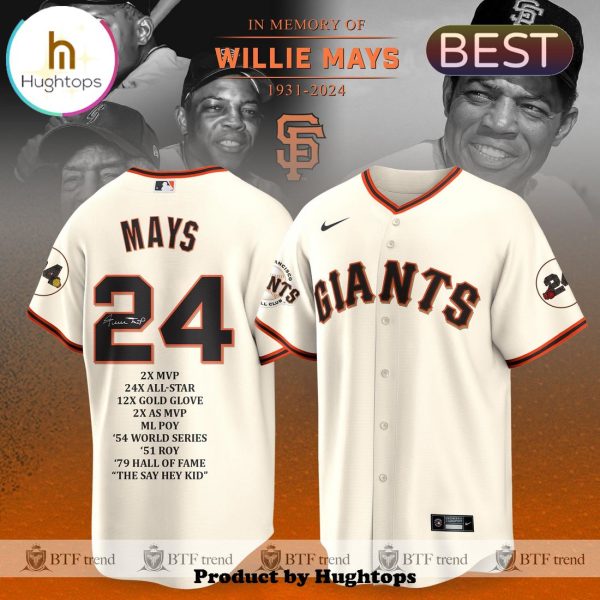 Willie Mays San Francisco Giants Cream Baseball Jersey