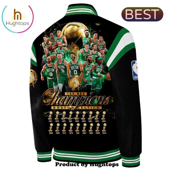 Boston Celtics 18-Time NBA Finals Champions Black Baseball Jacket