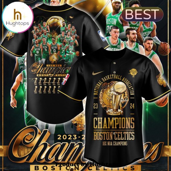 Boston Celtics 18-Time NBA Finals Champions Black Baseball Jersey