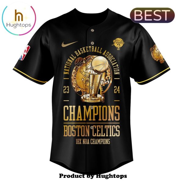 Boston Celtics 18-Time NBA Finals Champions Black Baseball Jersey