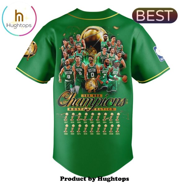 Boston Celtics 18-Time NBA Finals Champions Green Baseball Jersey