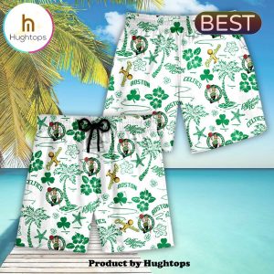 Boston Celtics 23 24 NBA Champions White Coconut Tree Hawaiian Shirt