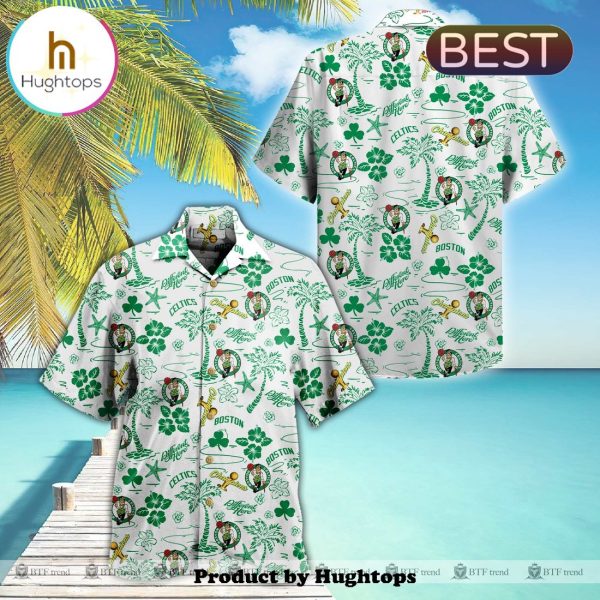 Boston Celtics 23 24 NBA Champions White Coconut Tree Hawaiian Shirt