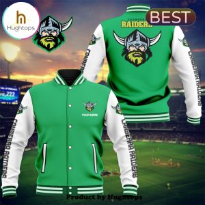 Canberra Raiders Custom Name Green Baseball Jacket