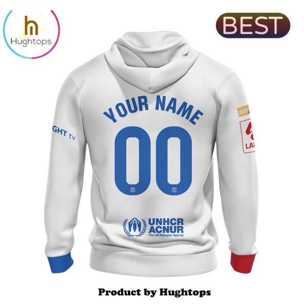 Custom Barcelona Football Team White Hoodie