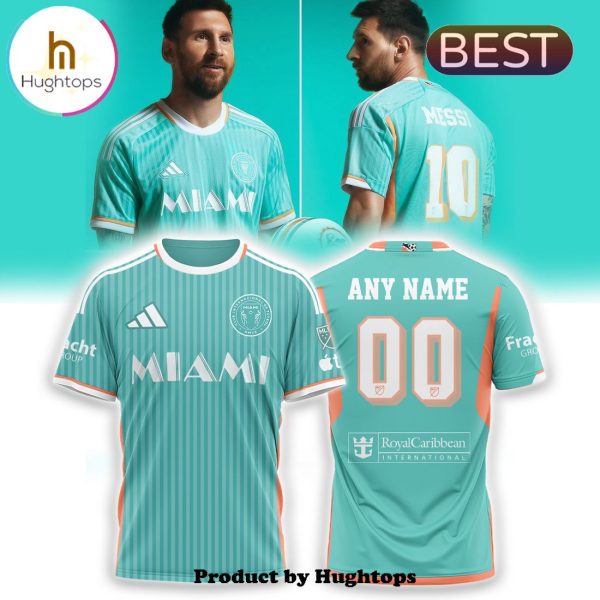 Custom Inter Miami Men’s Lionel Messi Aqua Shirt