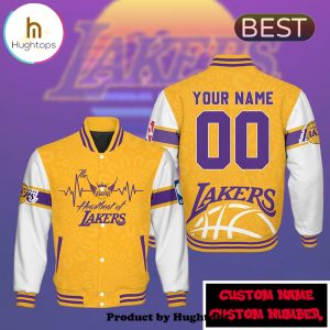 Custom Los Angeles Lakers NBA Yellow Baseball Jacket