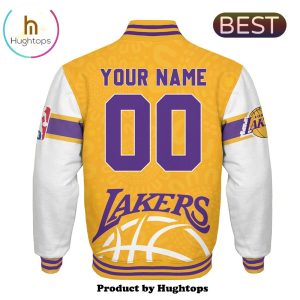 Custom Los Angeles Lakers NBA Yellow Baseball Jacket