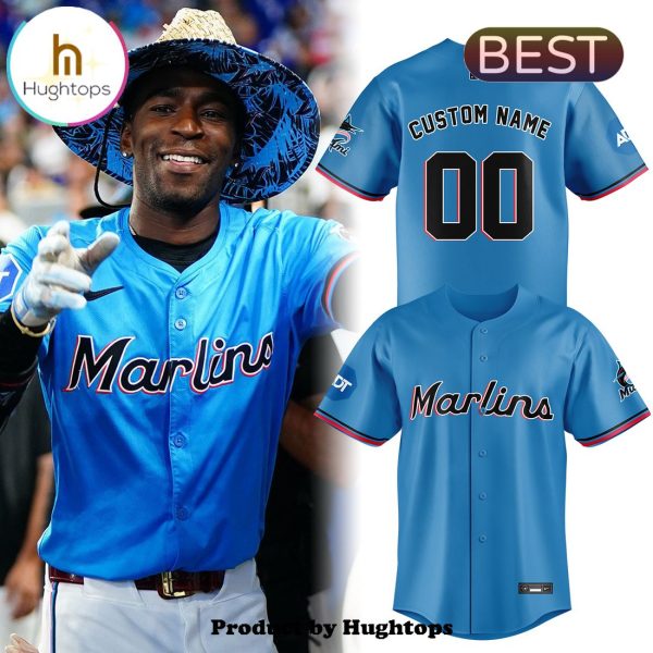 Custom Miami Marlins Blue Baseball Gifts Baseball Jersey