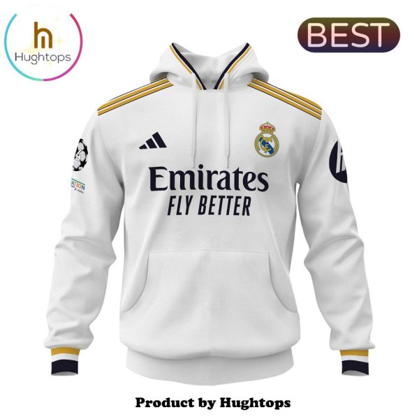 Custom Real Madrid Premier League Home White Hoodie