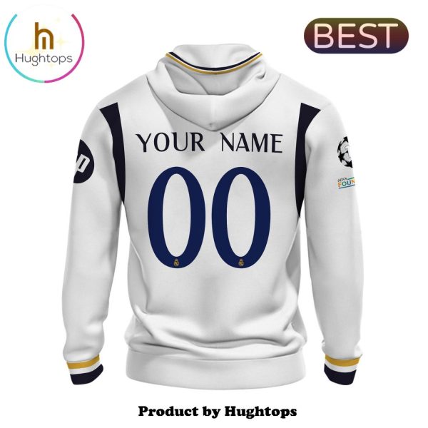 Custom Real Madrid Premier League Home White Hoodie