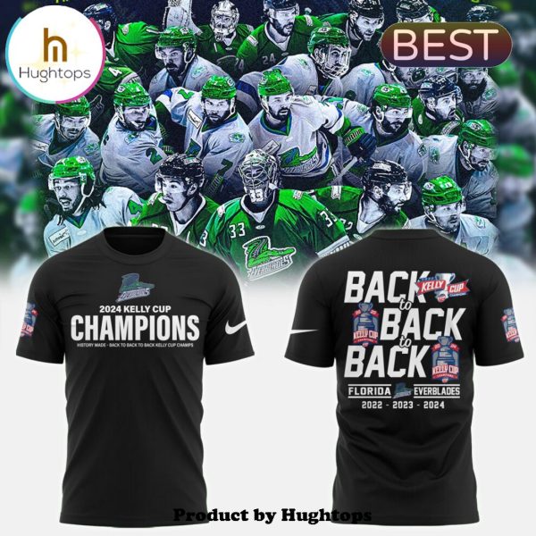 Florida Everblades Kelly Champions Black T-Shirt, Jogger, Cap