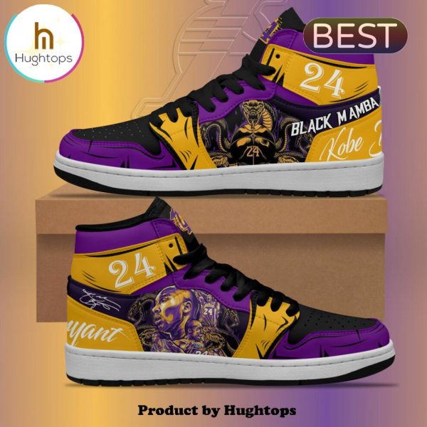 Kobe Bryant Signatures Los Angeles Lakers Air Jordan 1 HighTop Shoes