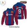 Lewandowski Barcelona 2024 Football Team White Hoodie