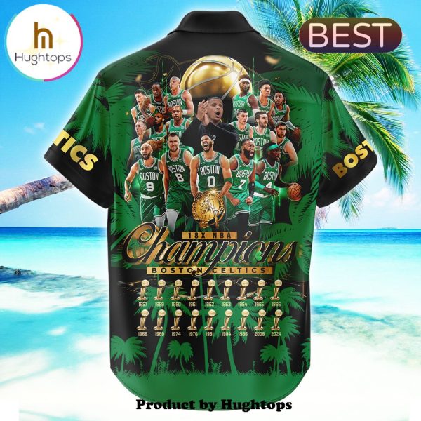 NBA 2024 Boston Celtics Finals Champions Palm Tree Hawaiian Shirt